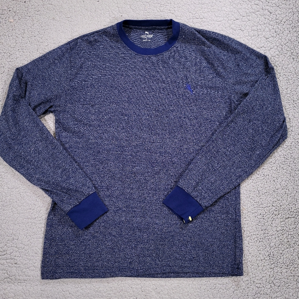 Lucky Horse Shirt Mens Large Premium Blue Long Sleeve Crewneck Adult L